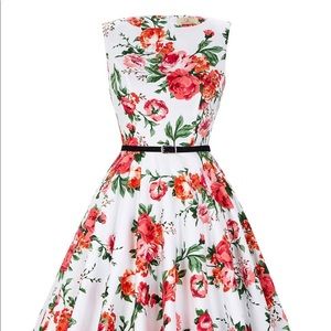 Boatneck Sleeveless Vintage Tea Dress with Belt.